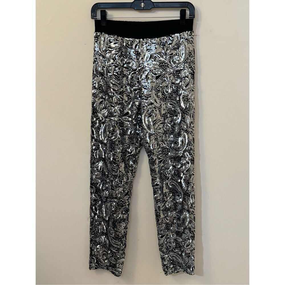 Anthropologie Porridge Pascaline Crisp Silver Sequined Fully Lined Pants S
